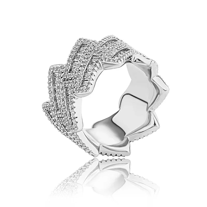 24mm Giant Iced Out Rhombus Ring | Solid Back Heavyweight Bling | Caratix