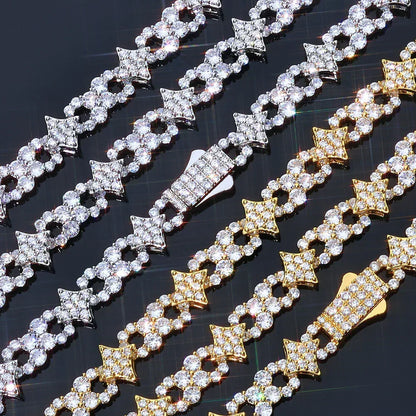 12mm Iced Out Star Figure 8 Bracelet Zircon Rapper Iced Out Chain Style | Caratix Jewelry - CaratixJewelry