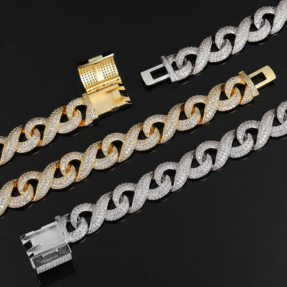 15mm Figure 8 Chain Bracelet Zircon Hip Hop Jewelry for Men | Caratix Jewelry - CaratixJewelry