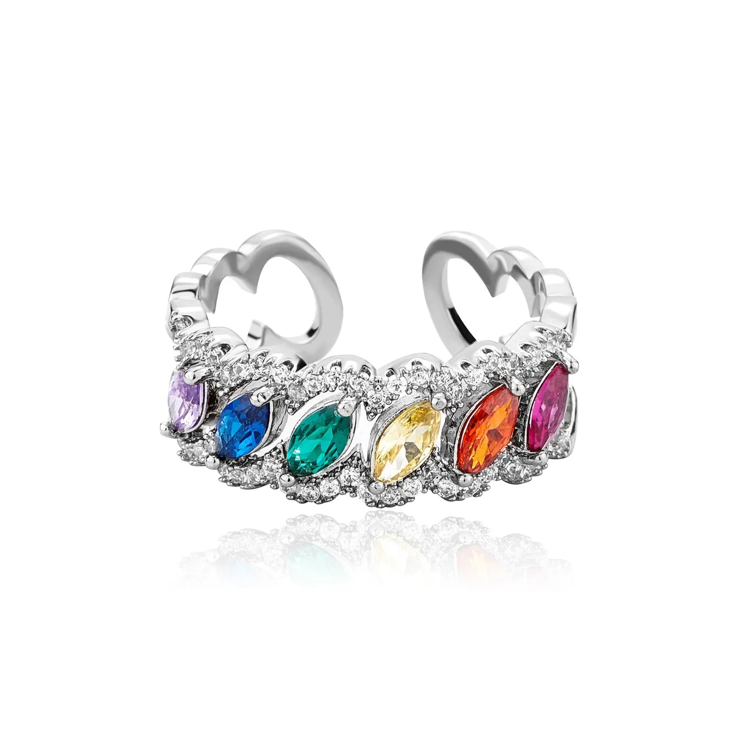Vintage Marquise Cut Colorful Ring | Hollow-Out Retro Band | Caratix