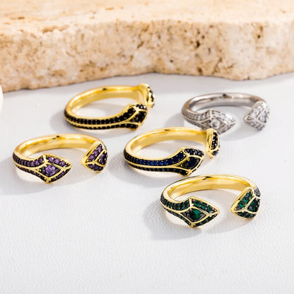 Double-Headed Snake Ring | Iced Out Guardian Serpent Band | Caratix