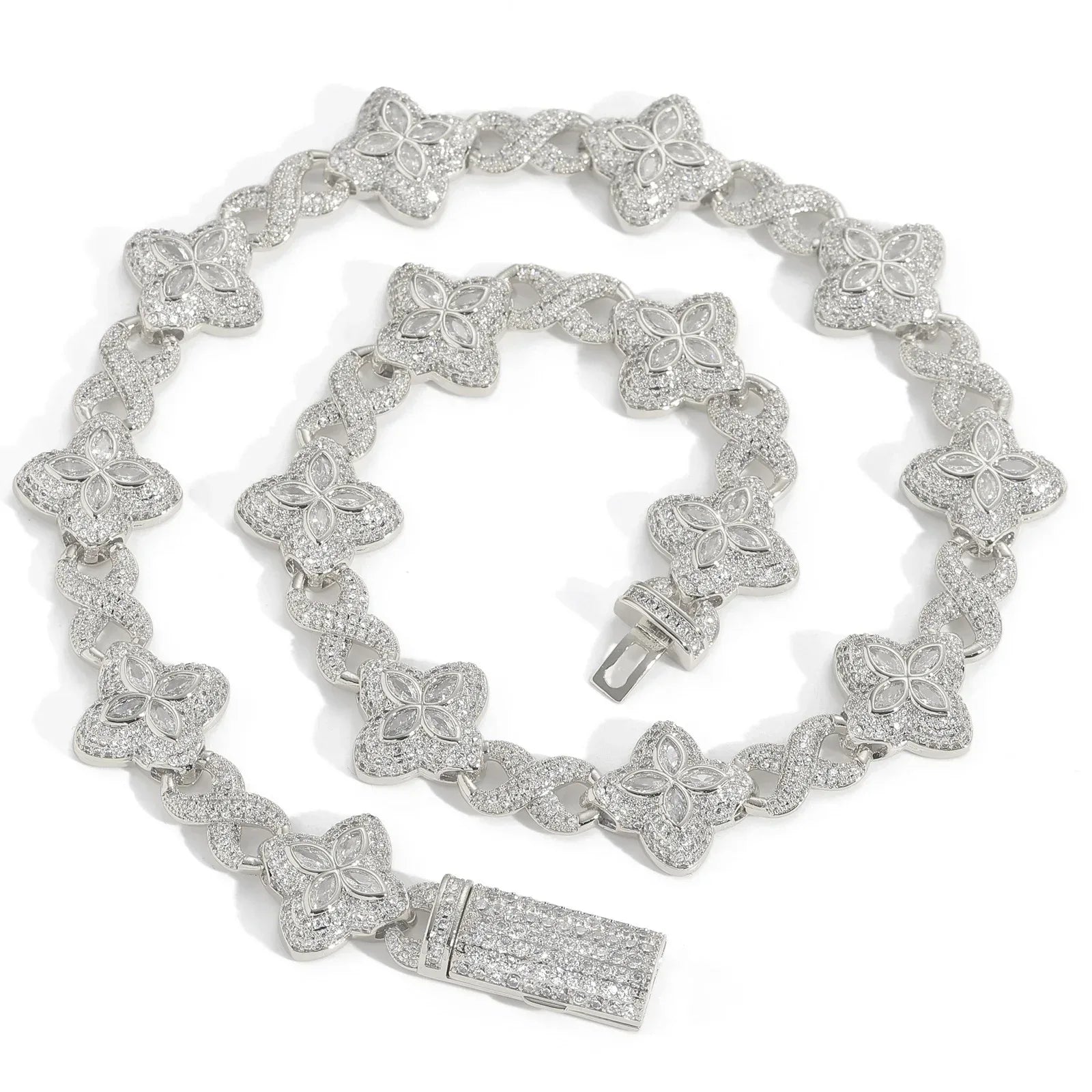 Unisex Infinity Clover 5A Zircon Necklace | Heavyweight High-End Hip Hop Bling | Caratix - CaratixJewelry