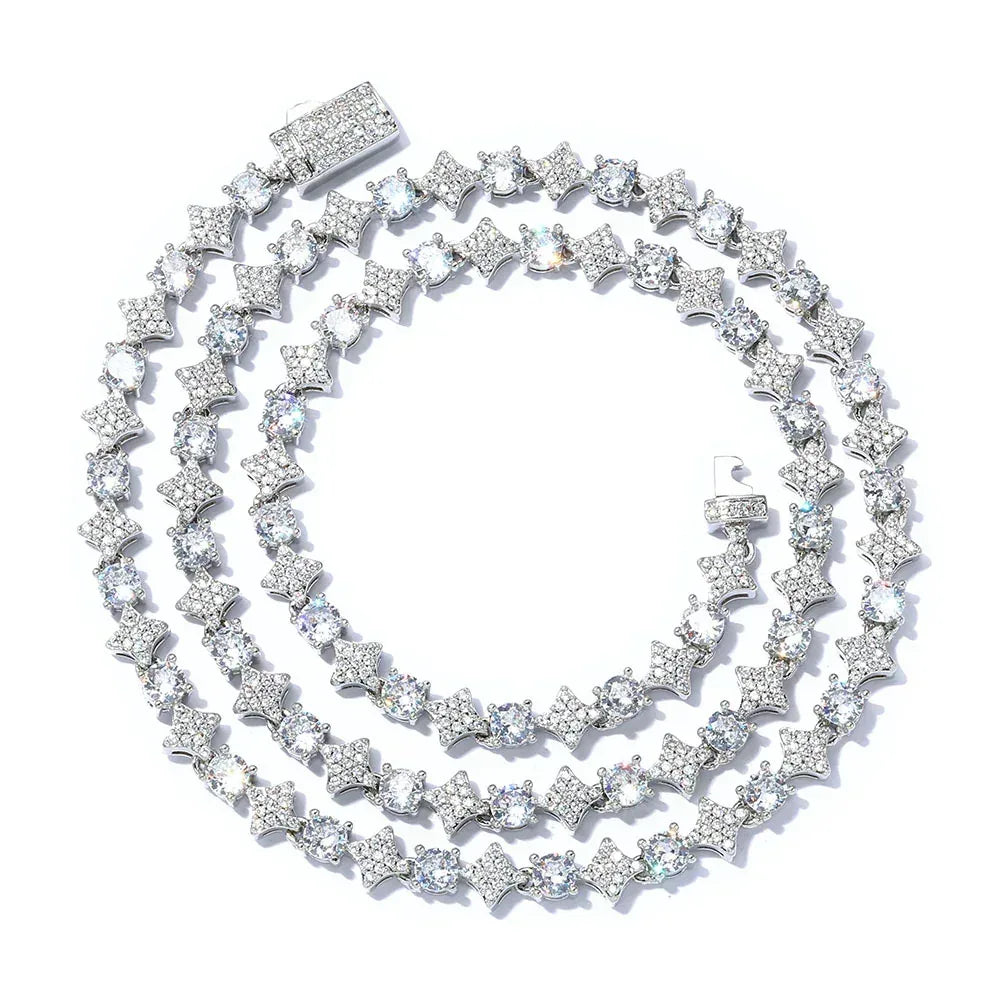 Star Moissanite Tennis Chain – Custom S925 Sterling Silver Minimalist Men’s Luxury Streetwear Necklace - CaratixJewelry