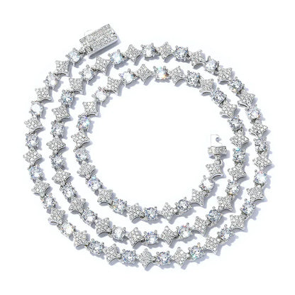 Star Moissanite Tennis Chain – Custom S925 Sterling Silver Minimalist Men’s Luxury Streetwear Necklace - CaratixJewelry