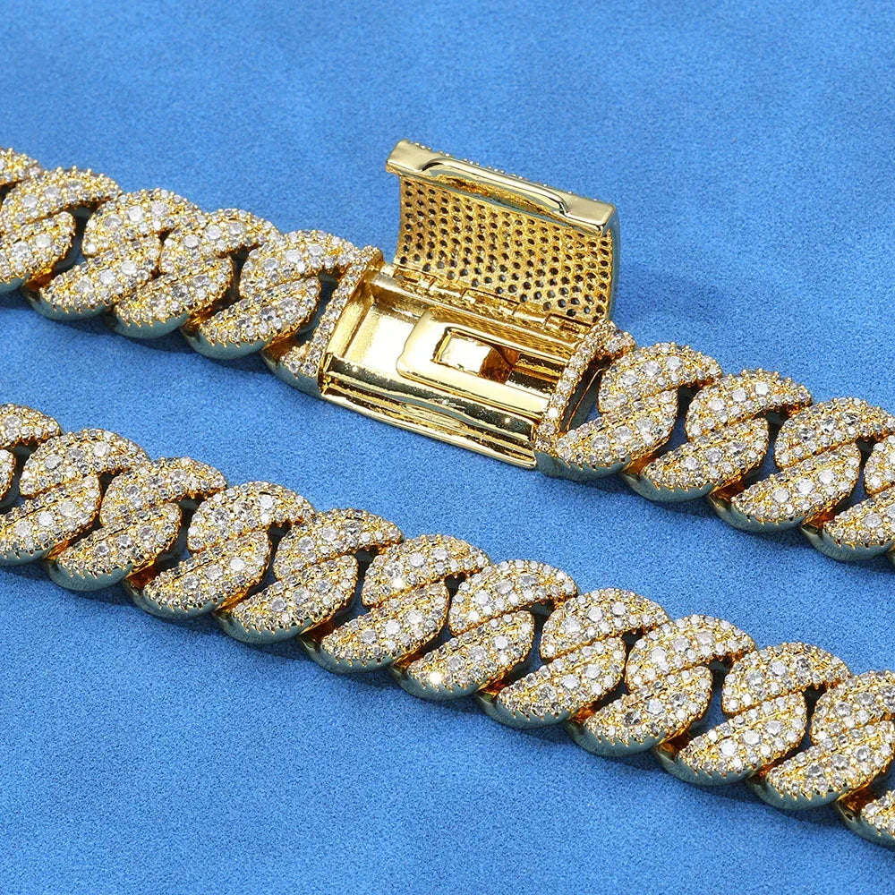 14mm Full Zircon Cuban Hip Hop Necklace Rapper - CaratixJewelry