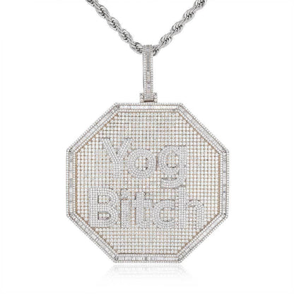 Octagon-Shaped Letter Pendant Necklace with Zircon Stones and Detailing for Men | Caratix Jewelry - CaratixJewelry