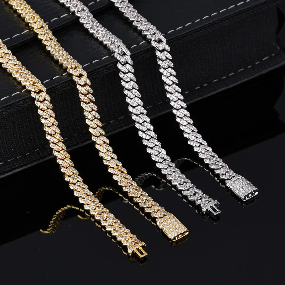 6mm Single Row Cuban Chain Necklace with Full Zircon Stones - CaratixJewelry