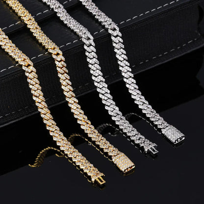 6mm Single Row Cuban Chain Necklace with Full Zircon Stones - CaratixJewelry