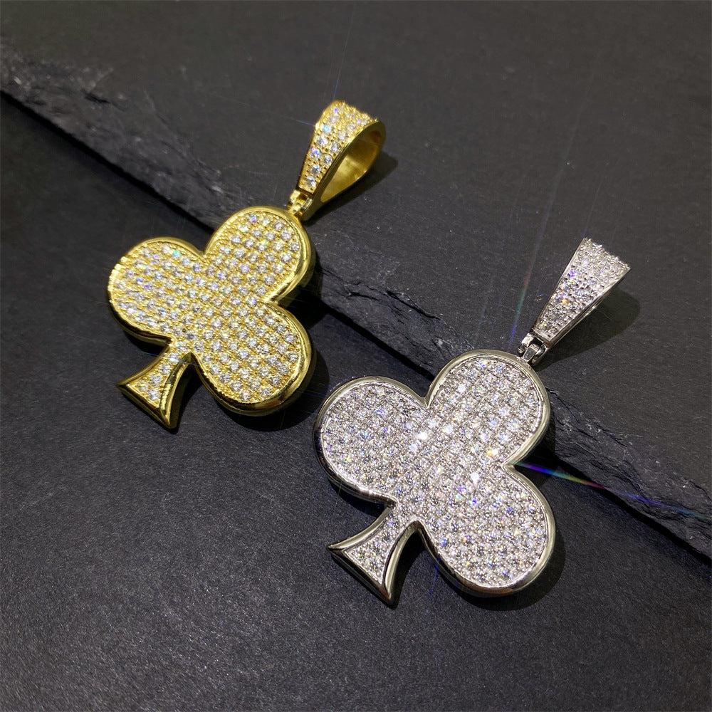 S925 Silver Moissanite Plum Blossom Pendant | Iced Out Flower Charm for Tennis Chains | Caratix