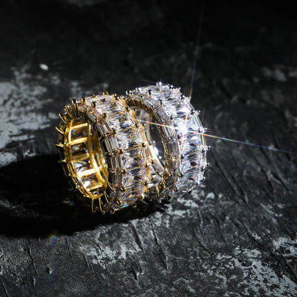 Rectangular Pave Zirconia Ring | Luxury Geometric Band | Caratix