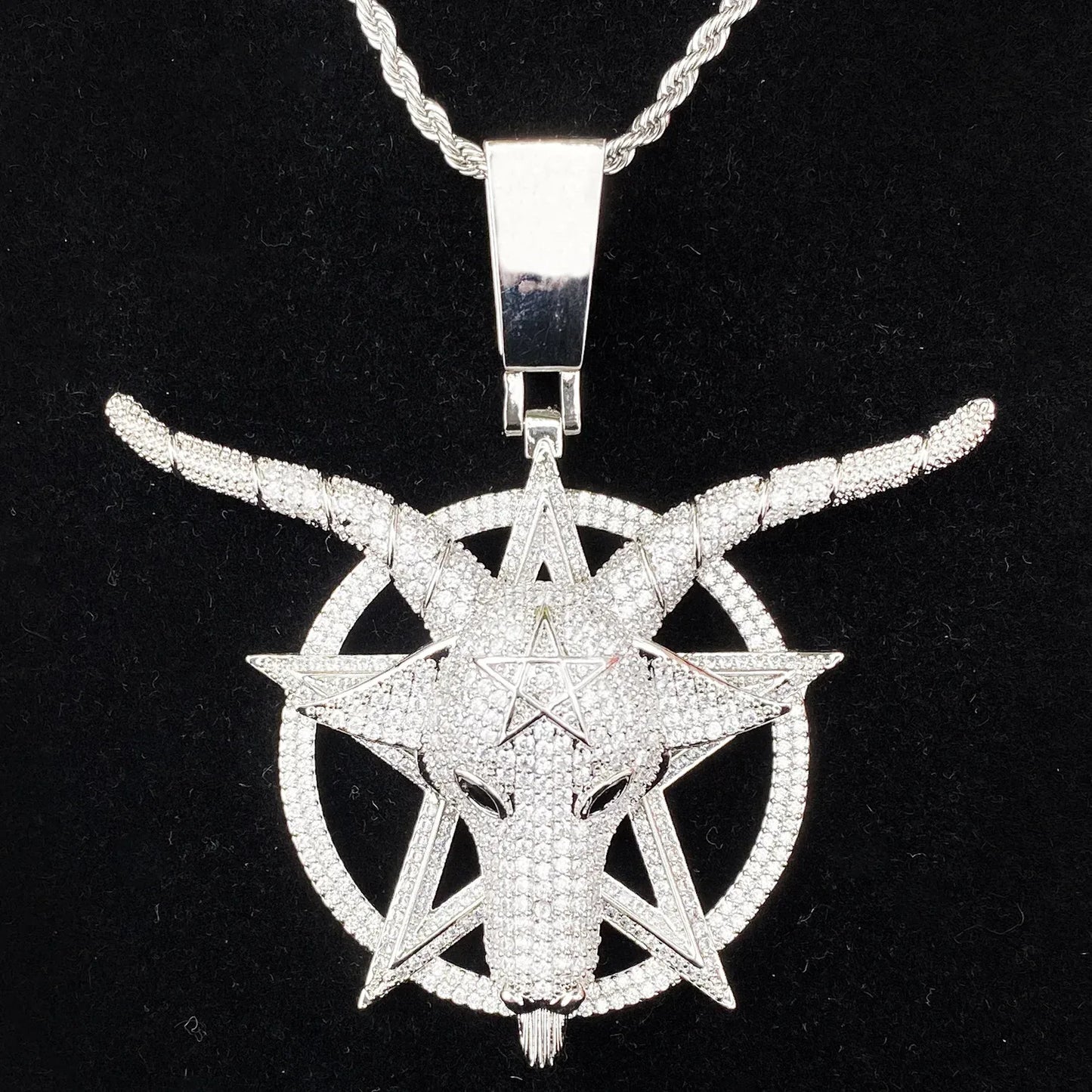 Iced Out "G.O.A.T." Head Pendant | Men's Greatest of All Time Necklace - CaratixJewelry