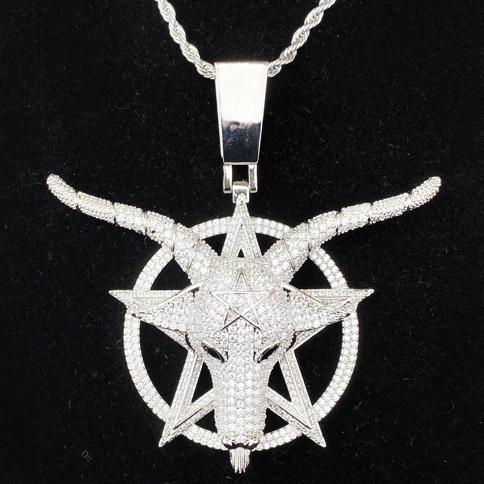 Iced Out "G.O.A.T." Head Pendant | Men's Greatest of All Time Necklace - CaratixJewelry