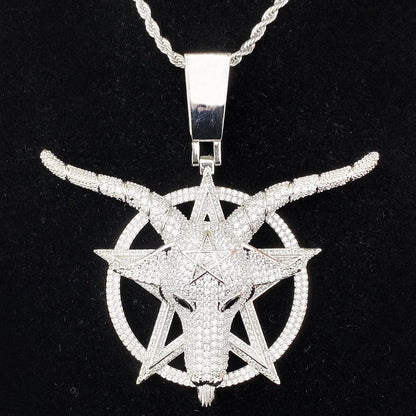 Iced Out "G.O.A.T." Head Pendant | Men's Greatest of All Time Necklace - CaratixJewelry