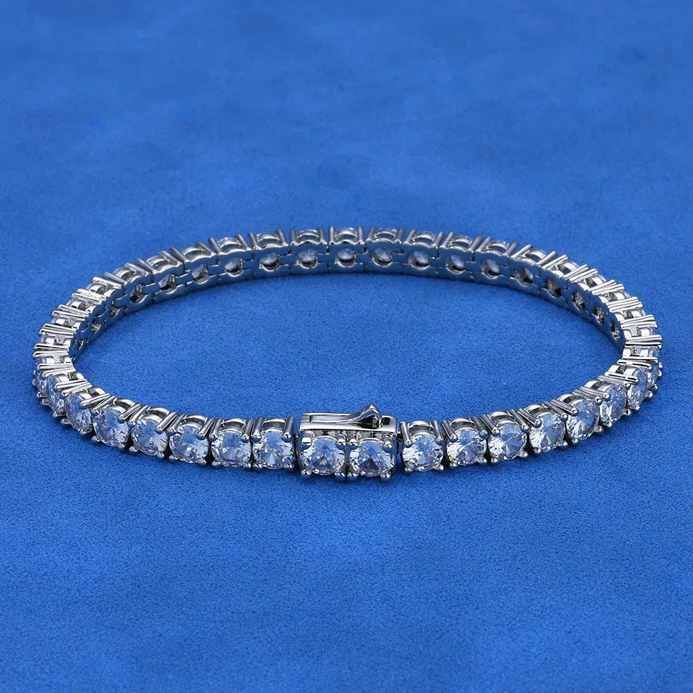 Zircon Spring Clasp Tennis Chain Necklace Hip Hop Jewelry Gold Chain Rapper Style for Men | Caratix Jewelry - CaratixJewelry