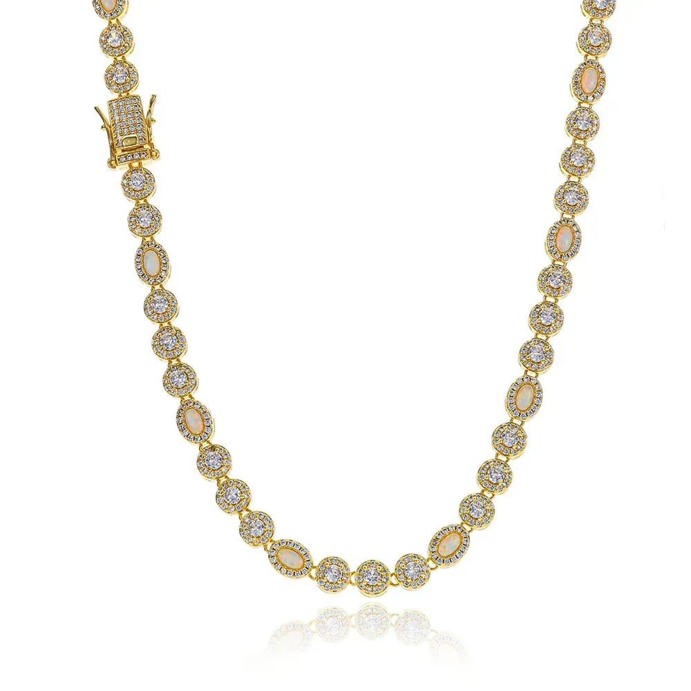 Moissanite & Opal Bead Candy Chain Necklace for Women – S925 Sterling Silver Custom Luxury Jewelry - CaratixJewelry
