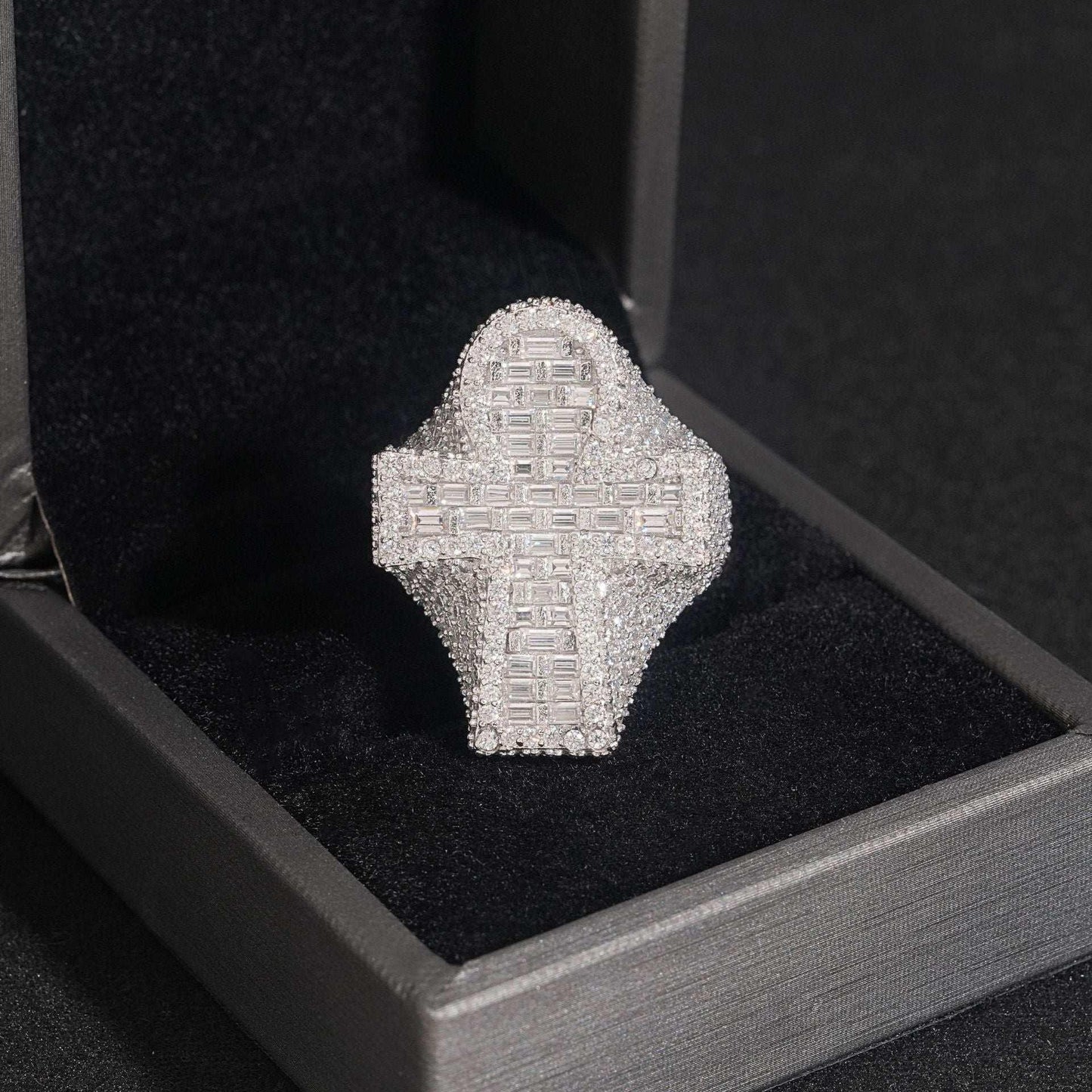 Moissanite Cross Men’s Ring | S925 Silver Iced Out Hip Hop Fashion Jewelry - CaratixJewelry