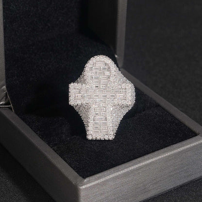 Moissanite Cross Men’s Ring | S925 Silver Iced Out Hip Hop Fashion Jewelry - CaratixJewelry