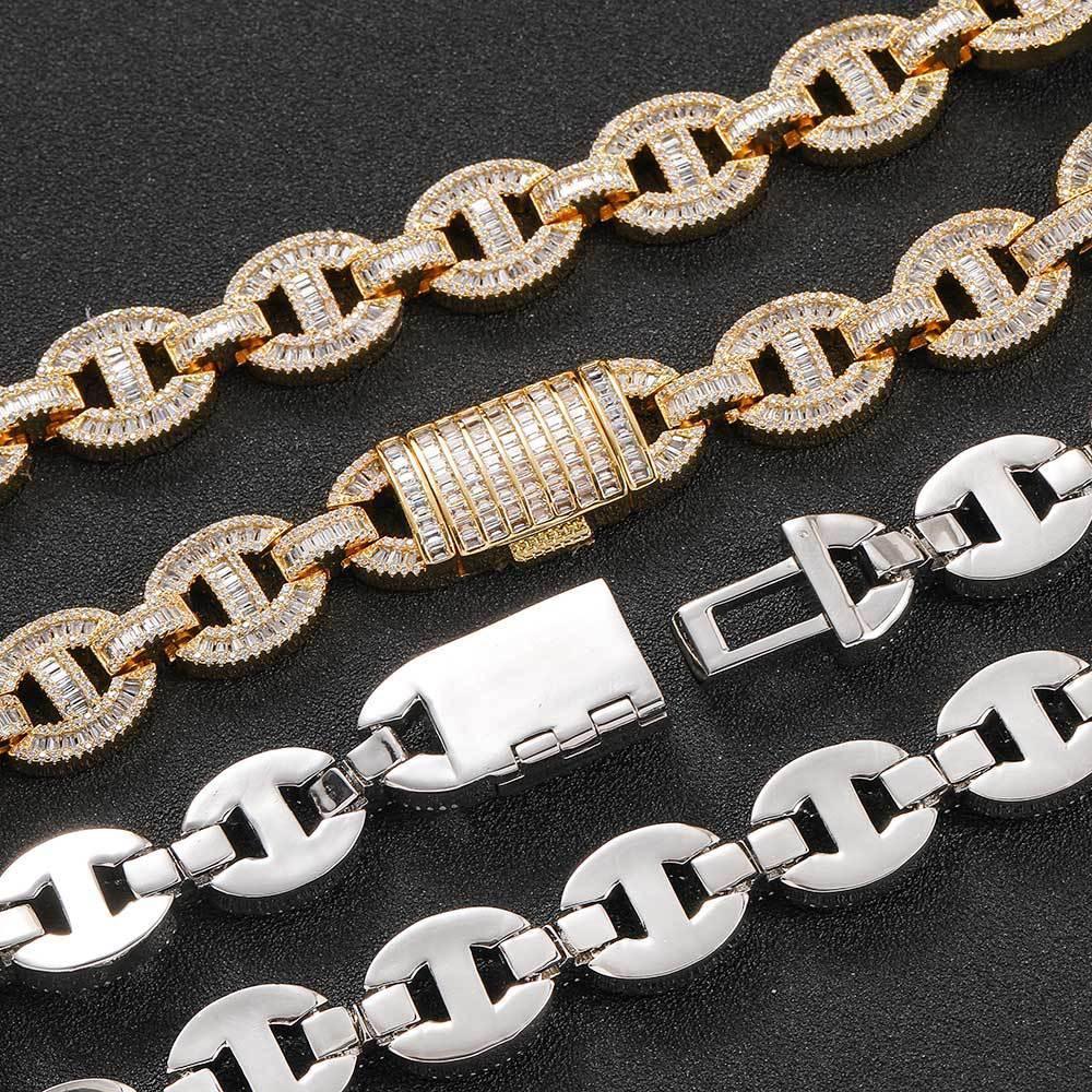 16mm T Cut Zircon Pig Nose Cuban Chain Hip Hop Jewelry - CaratixJewelry