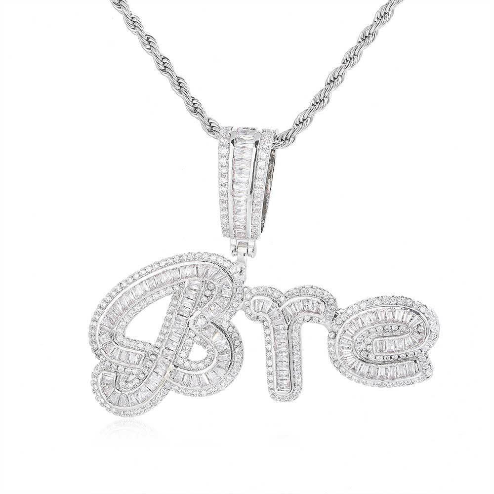 Custom Letter Pendant Necklace with Zircon Stones for Men and Women | Caratix Jewelry - CaratixJewelry