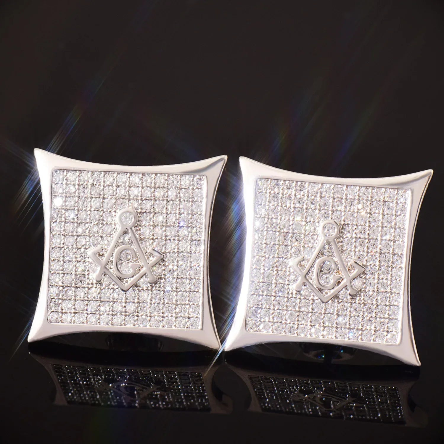 Small Round Iced Out Stud Earrings with Zircon | Creative & Trendy Hip Hop Jewelry | Caratix Jewelry - CaratixJewelry