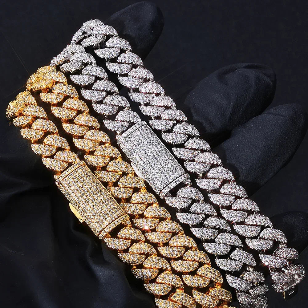 Custom 10mm Triple Row Cuban Chain Bracelet - CaratixJewelry