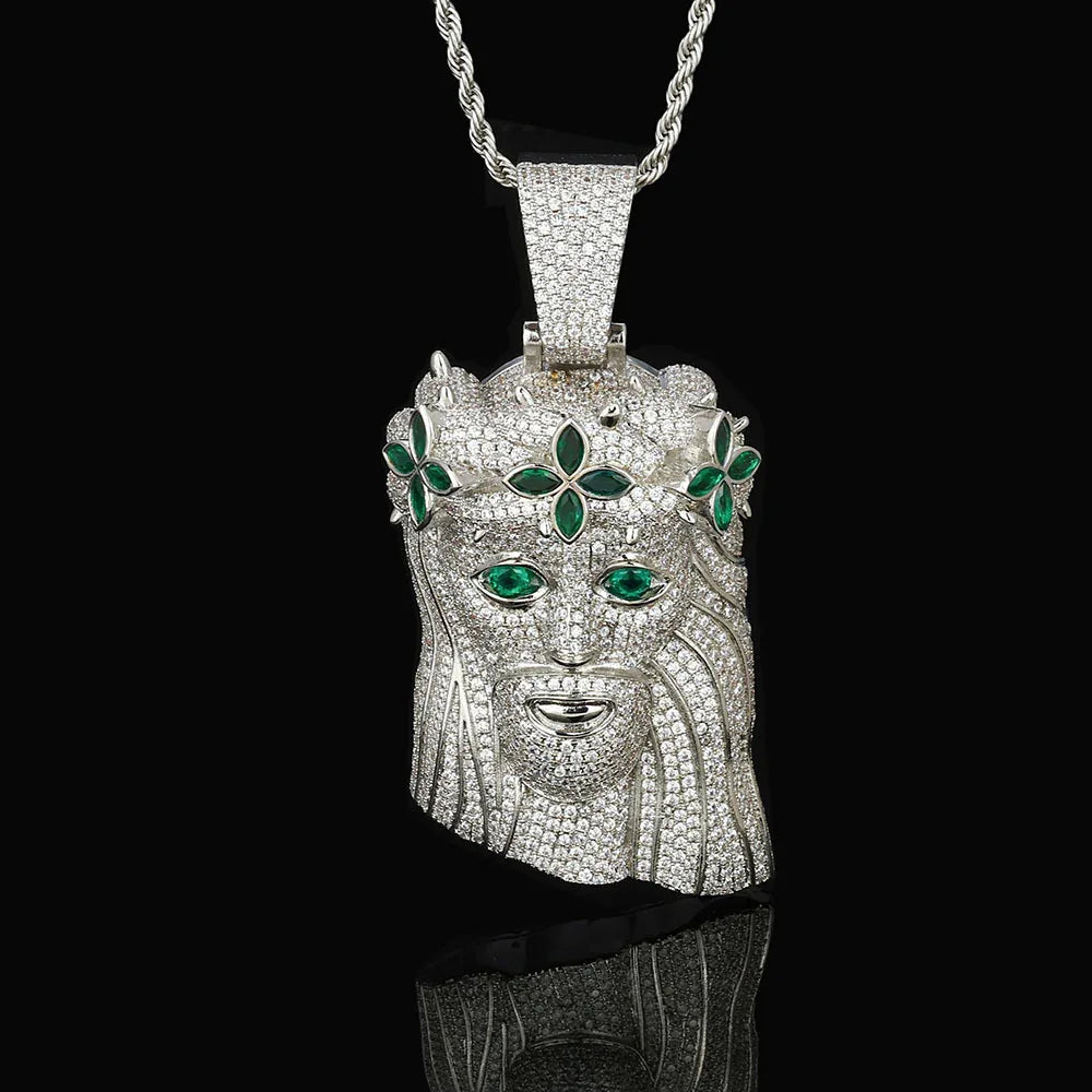 Men's Clover Portrait Zircon Pendant | Full Iced Out Copper Necklace | Retro Trend Rapper Chain | Caratix - CaratixJewelry