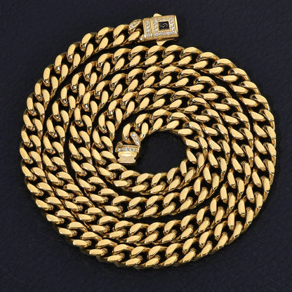 Rapper Iced Out Chain Polished Cuban Link Hip Hop Necklace for Men | Caratix Jewelry - CaratixJewelry