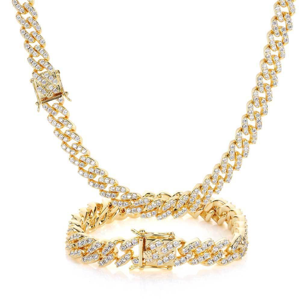 9mm Single Row Cuban Chain Necklace Zircon - CaratixJewelry