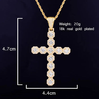 Modern Minimalist Iced Out Cross Pendant | Sleek Unisex Hip Hop Necklace | Premium Copper CZ Rock Jewelry | Everyday Essential Bling | Caratix - CaratixJewelry