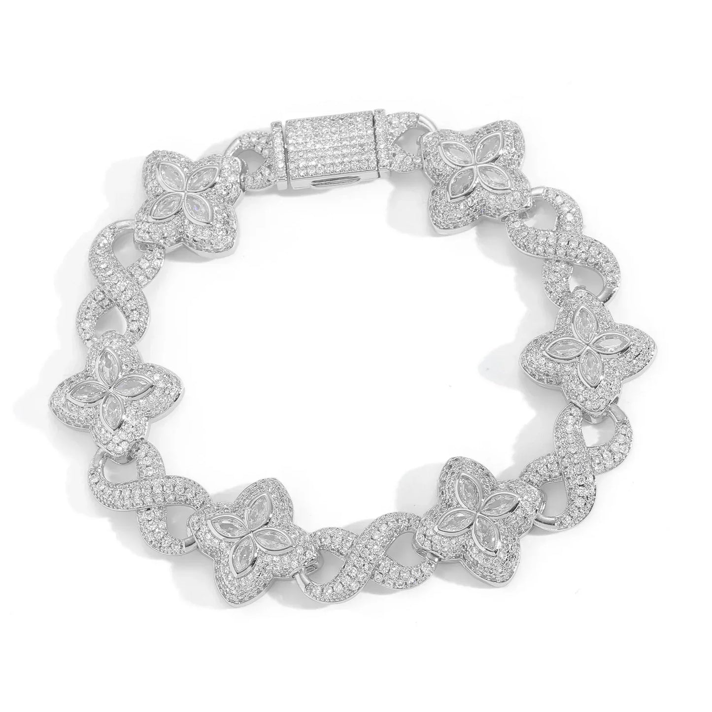 Unisex Infinity Clover 5A Zircon Bracelet | High-End Infinity Lucky Charm | Premium Hip Hop Bling | Caratix - CaratixJewelry