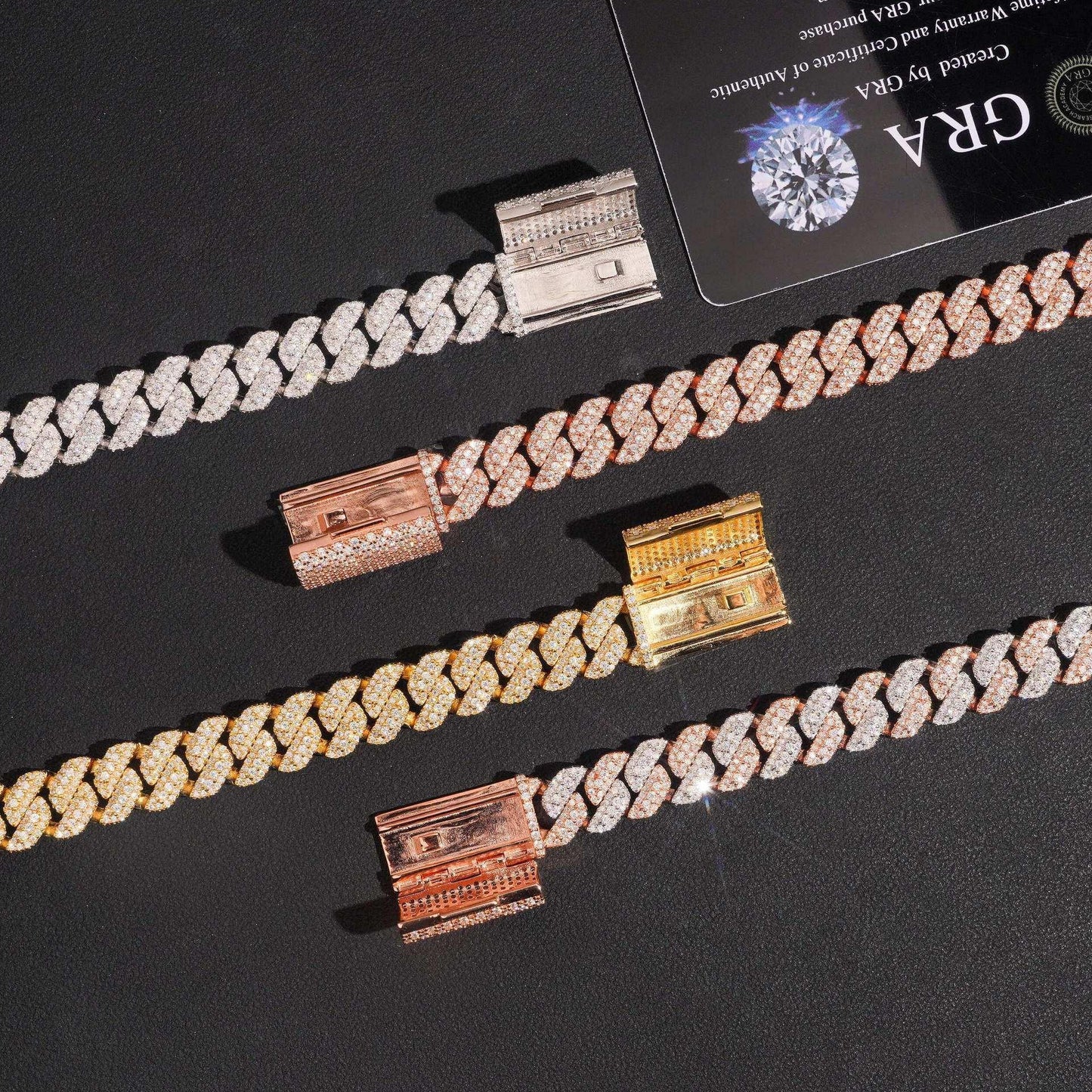10mm Moissanite Crescent Cuban Link Necklace | S925 Silver Men’s Hip Hop Chain - CaratixJewelry