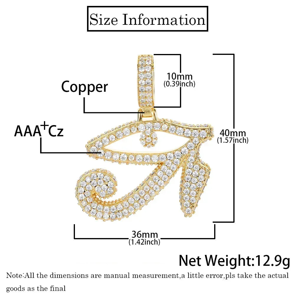 Custom Horus Eye Pendant Necklace with Zircon Stones for Men | Caratix Jewelry - CaratixJewelry