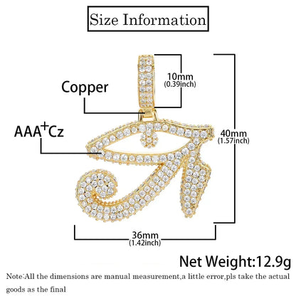 Custom Horus Eye Pendant Necklace with Zircon Stones for Men | Caratix Jewelry - CaratixJewelry