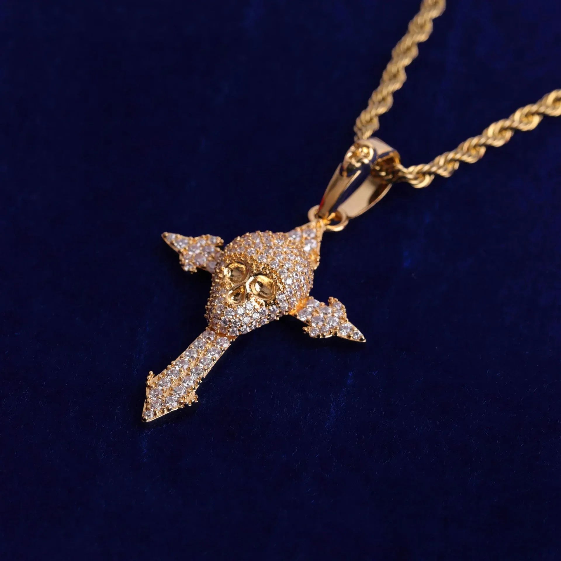 Men's Gothic Reaper Necklace | Premium Copper CZ Biker & Hip Hop Jewelry - CaratixJewelry