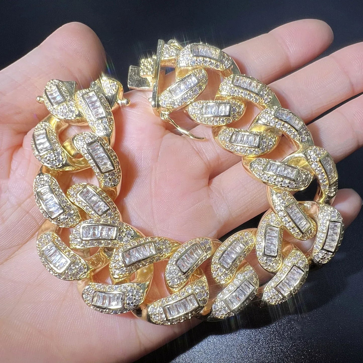 20mm Iced Out Cuban Link Chain with Full s & Gold Plating - CaratixJewelry