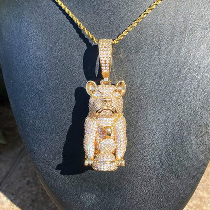 Men's & Women's Bulldog Necklace | Premium Copper CZ High-End Animal Jewelry - CaratixJewelry