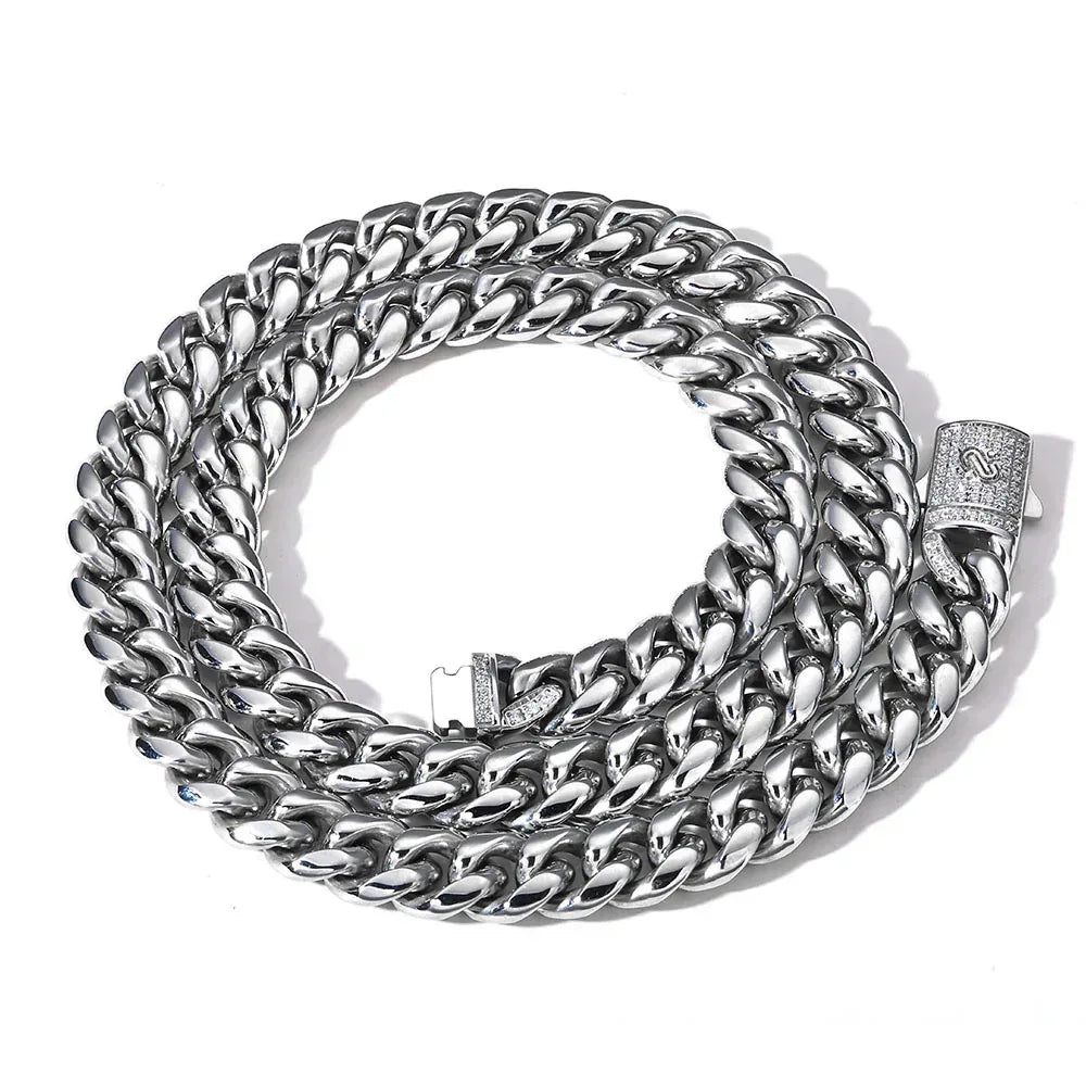 Custom Round-Polished Cuban Link with Clasp | High-End Rapper Iced Out Chain | Caratix - CaratixJewelry