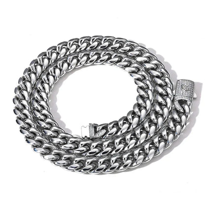 Custom Round-Polished Cuban Link with Clasp | High-End Rapper Iced Out Chain | Caratix - CaratixJewelry