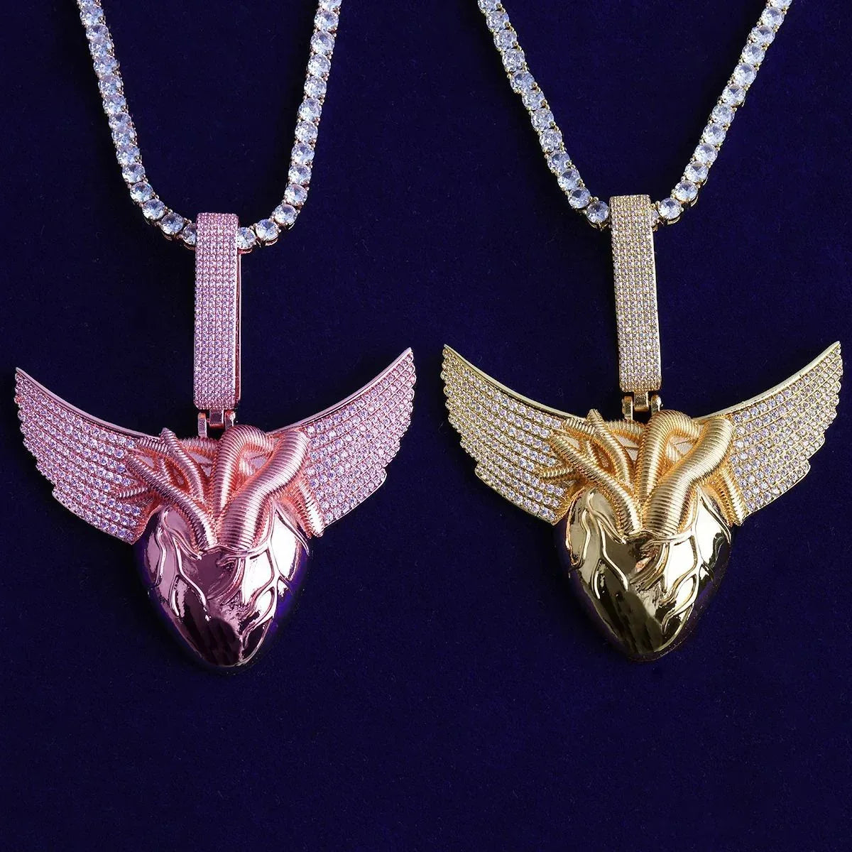 Men's "Freedom & Passion" Necklace | Premium Real Copper CZ Angel Wings - CaratixJewelry