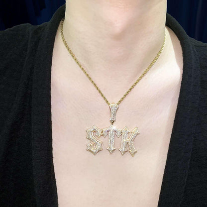 Spiked Iced Out Letter Pendant | CZ Hip Hop DIY Custom Initial Necklace - CaratixJewelry