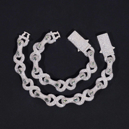 13mm Moissanite Figure-Eight Bracelet | S925 Silver Iced Out Hip Hop Jewelry - CaratixJewelry