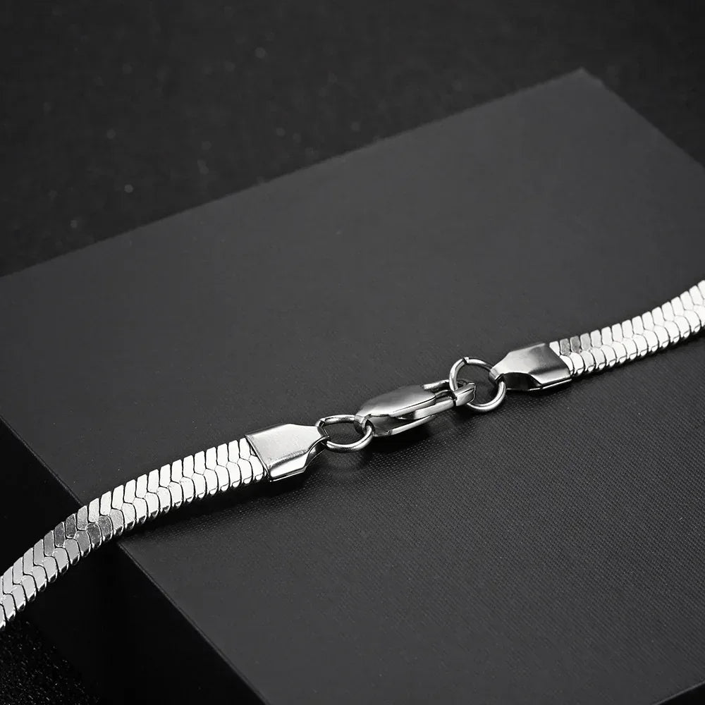 Custom ASAP Rocky Style Flat Snake Blade Chain | Stainless Steel Hip Hop Jewelry | Caratix - CaratixJewelry