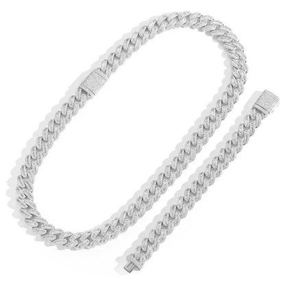 15mm Mixed-Cut Moissanite T-Bar Chain for Men – S925 Sterling Silver Luxury Hip Hop Necklace - CaratixJewelry