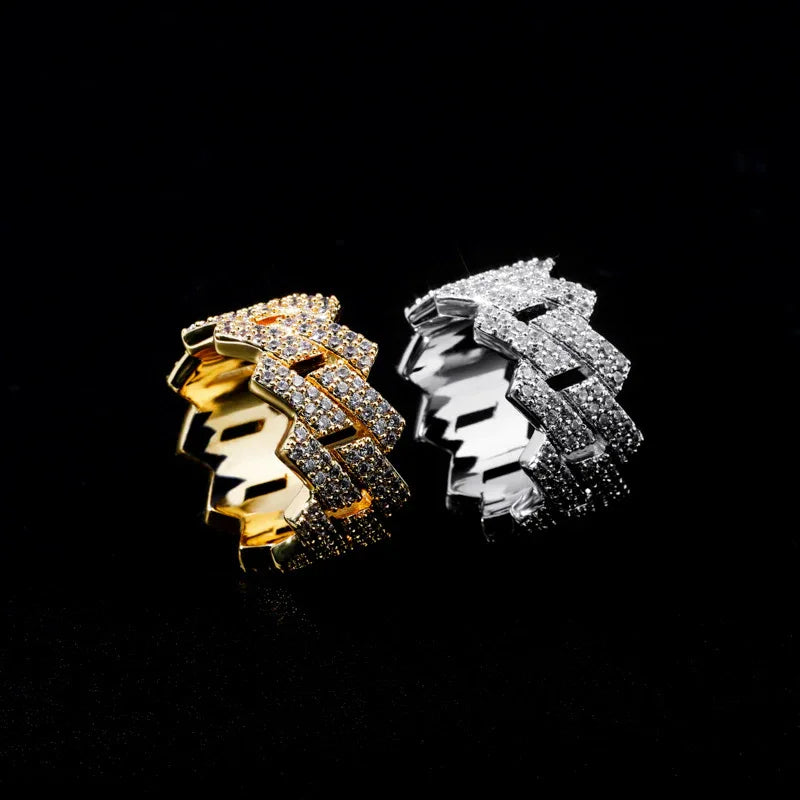 14mm Men's Iced Out Cuban Ring | Heavyweight Rapper Pave Band | Caratix