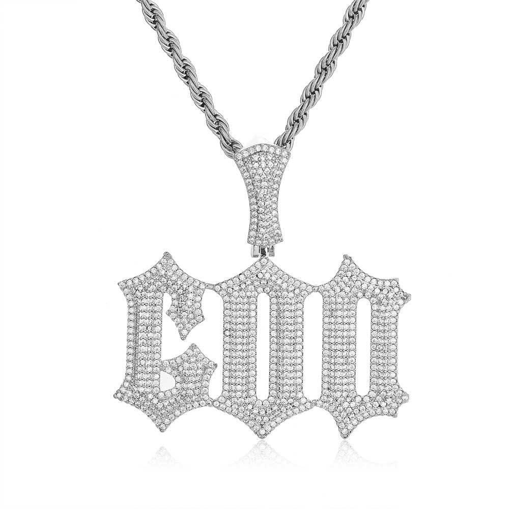 Custom Spiked Letter Pendant Necklace with Zircon Stones for Men | Caratix Jewelry - CaratixJewelry