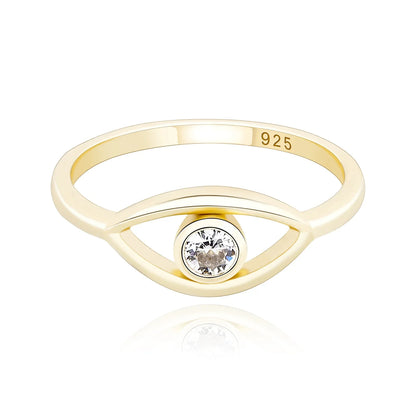 Solid 925 Sterling Silver Evil Eye Ring | Protective Amulet Band | Caratix