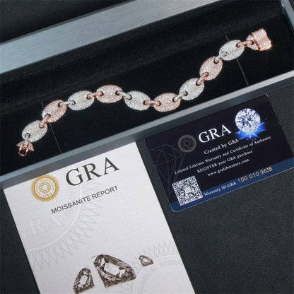 13mm Moissanite Pig Nose Cuban Link Bracelet/Necklace – S925 Sterling Silver Iced-Out Hip Hop Streetwear Jewelry - CaratixJewelry