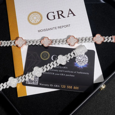8mm Moissanite Charm Cuban Link Bracelet | S925 Silver Hip Hop Jewelry - CaratixJewelry