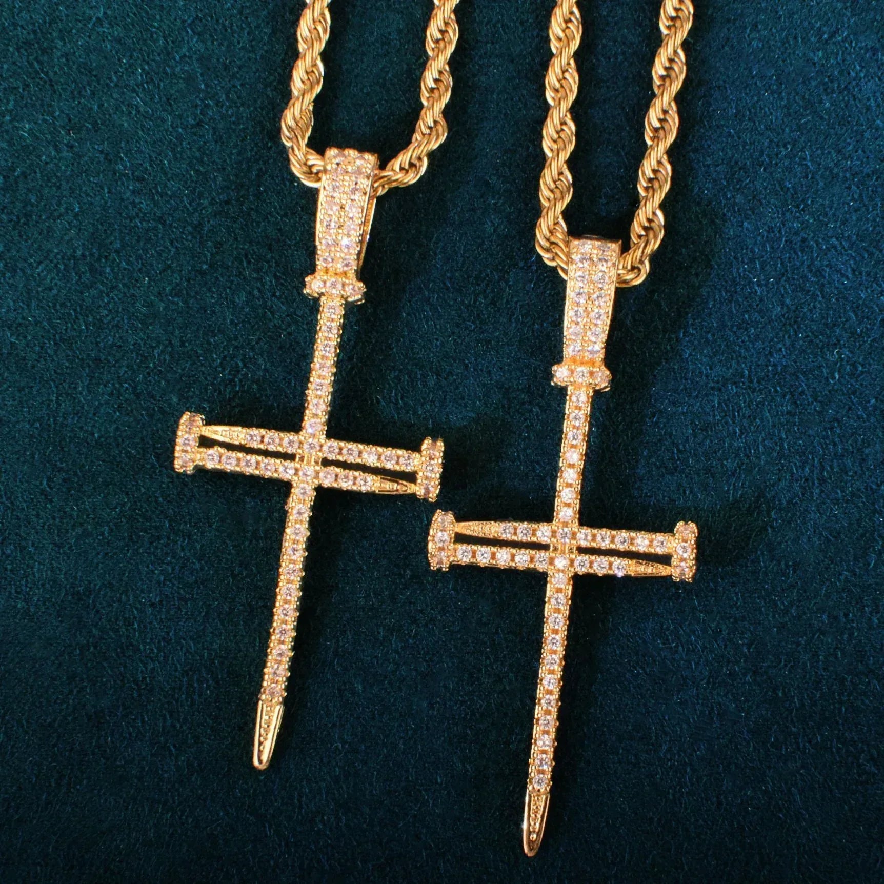 Nail Cross Pendant Necklace | CZ Iced Out Hip Hop Men’s Streetwear Jewelry - CaratixJewelry