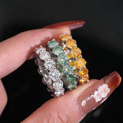 5mm Colored Moissanite Band Ring | S925 Silver Unisex Iced Out Hip Hop Jewelry - CaratixJewelry